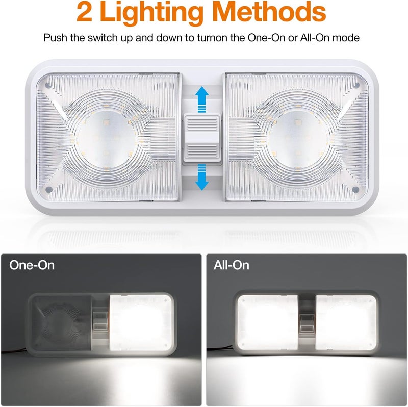 Aaleds RV Lights Interior, 12 Volt Led Lights 1000LM, Camper Lights 8W, RV Led Lights Interior Fixtures 12V, RV Ceiling Dome Light with Switch for RV/Camper/Trailer/Boat/Car (Natural White, 4Pack). - Image 2